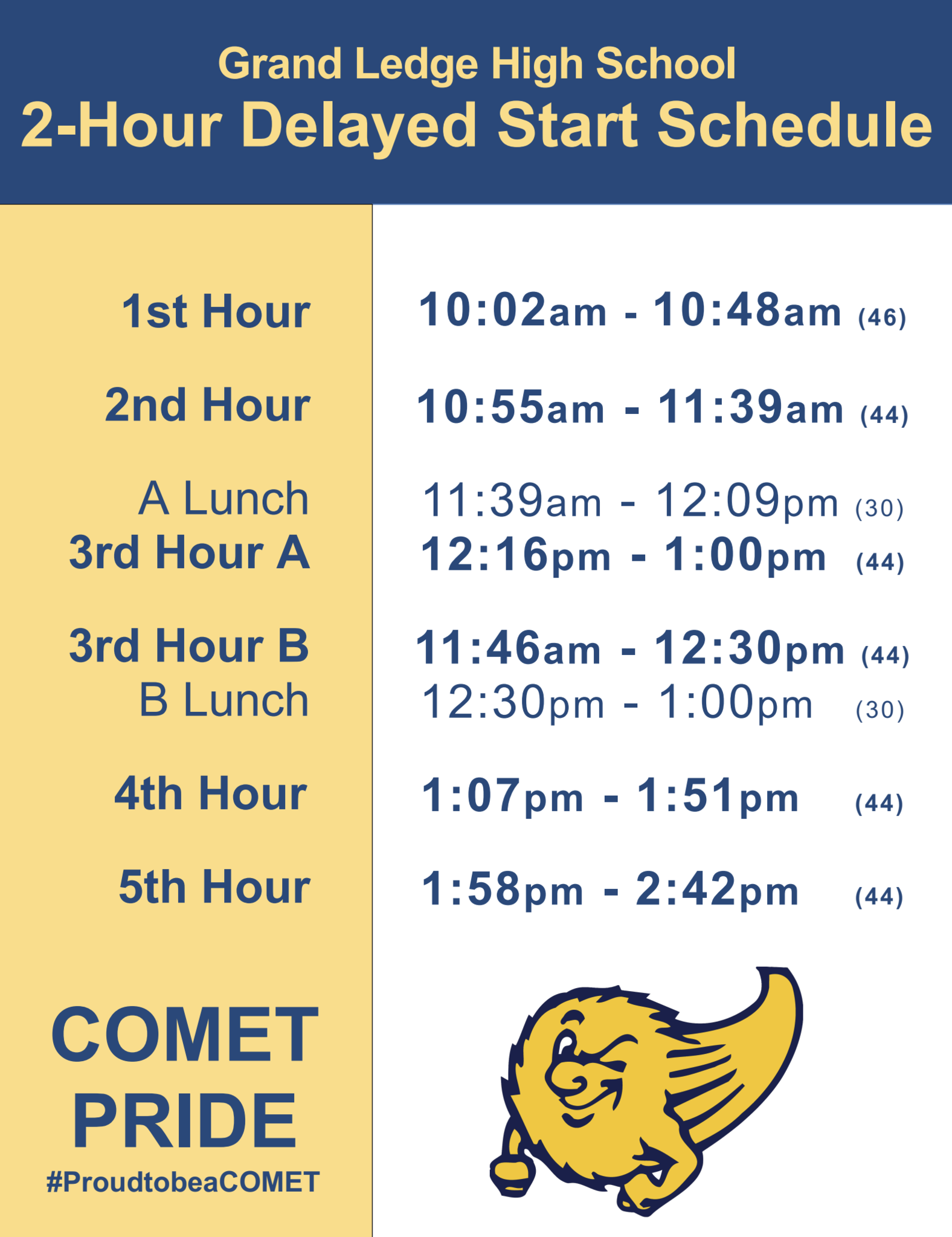 2 hour delay start bell schedule