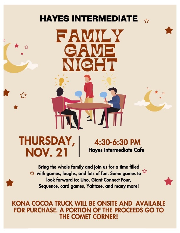 Talks about family fun night on November 21, 2024